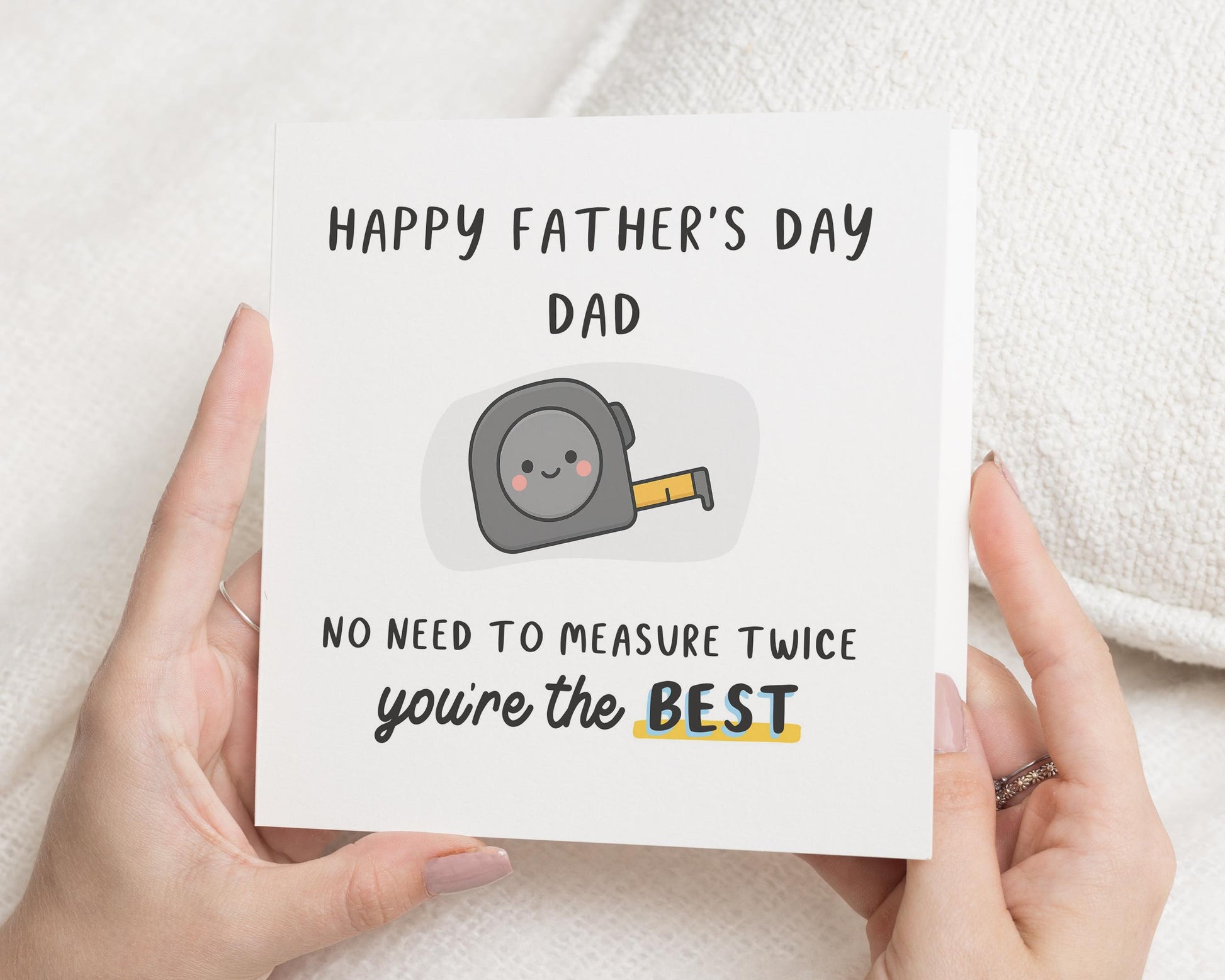 Funny Fathers Day Card for Dad, DIY Dad Card, Tape Measure Card, Fathers Day Card from Kids, Youre the Best Card