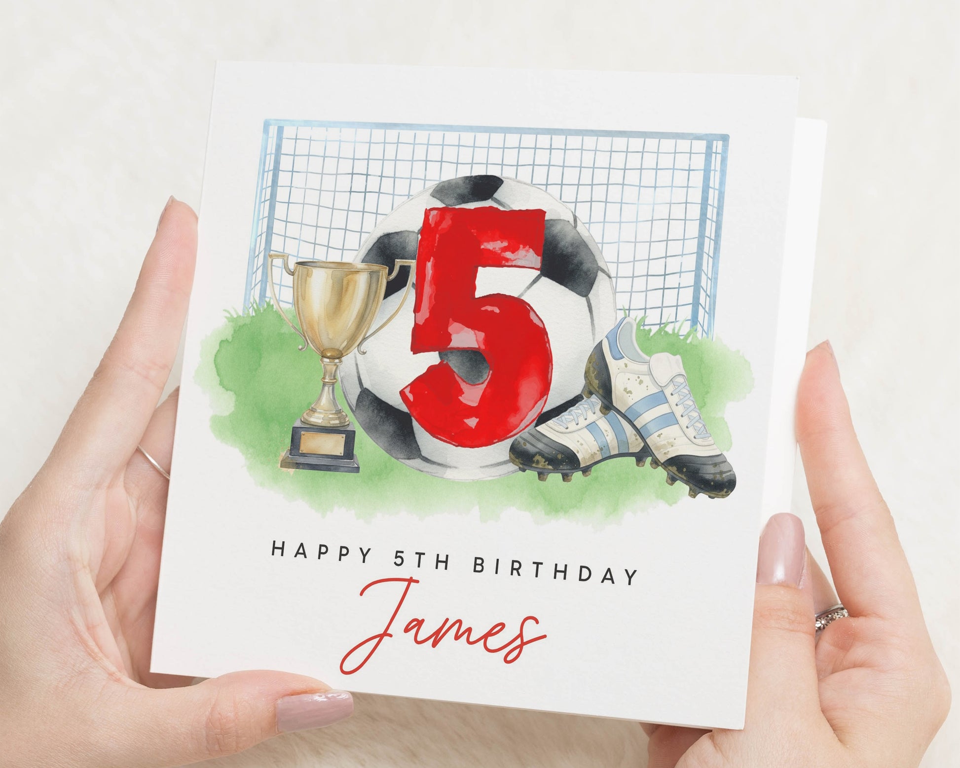 5th Birthday Card for Boy, Football Birthday Card, Personalised Birthday Card for Son, Kids Birthday Card, Sports Birthday Card