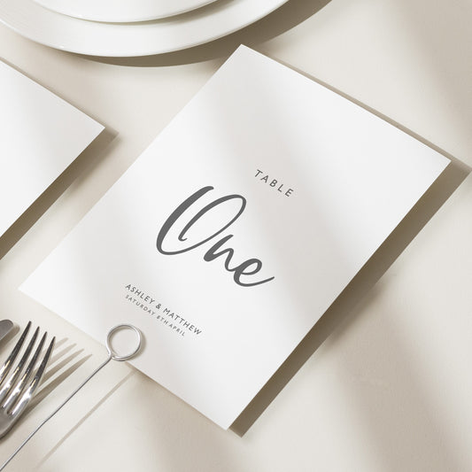 Table Name Cards Wedding, Simple Wedding Table Numbers, Table Name Cards, Double Sided Table Number Cards, Table Number Cards 'Ashley'