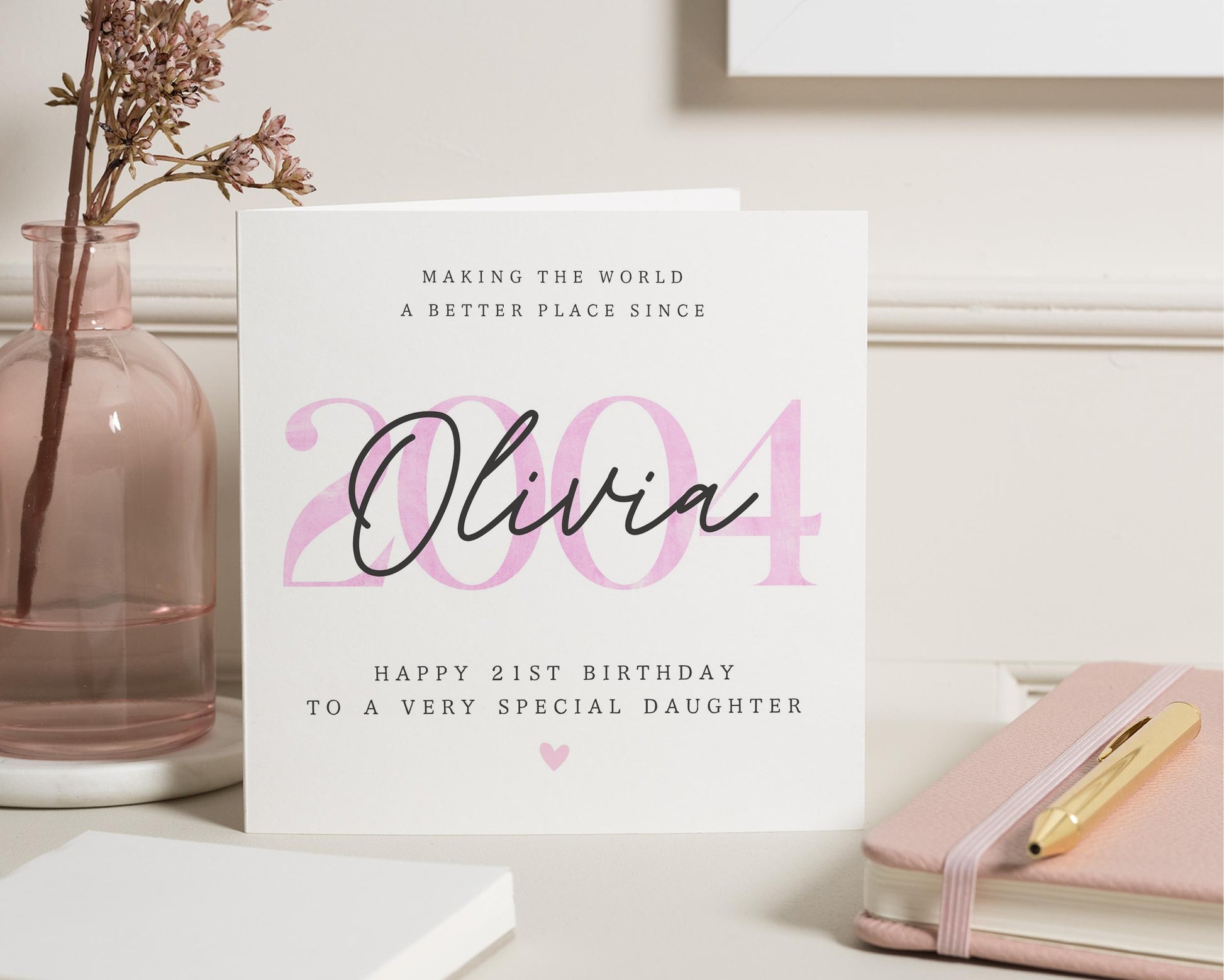 21st Birthday Card for Daughter, Personalised Birthday Card, Special Daughter Card, 2004 Birthday Card, Custom Name Birthday Card