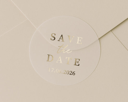 Save The Date Sticker, Gold Foil Save The Date, Wedding Save The Date, Personalised Wedding Sticker, Custom Date Sticker