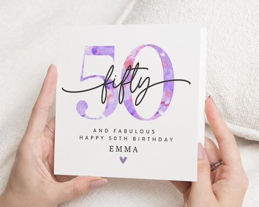 50th Birthday Card for Her, Personalised Birthday Card, Birthday Card for Women, 50th Birthday Card for Friend, Custom Age Card