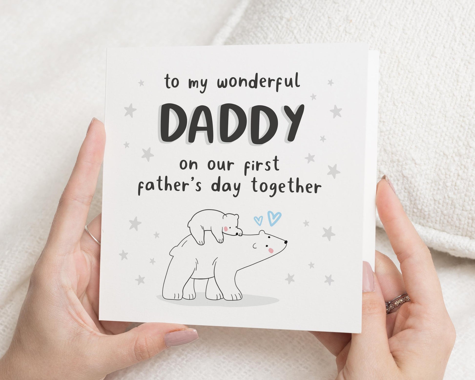 Fathers Day Card for Daddy, First Fathers Day Card, Daddy Bear Card, Fathers Day Card from Baby, Cute Polar Bear Card, Personalised Card