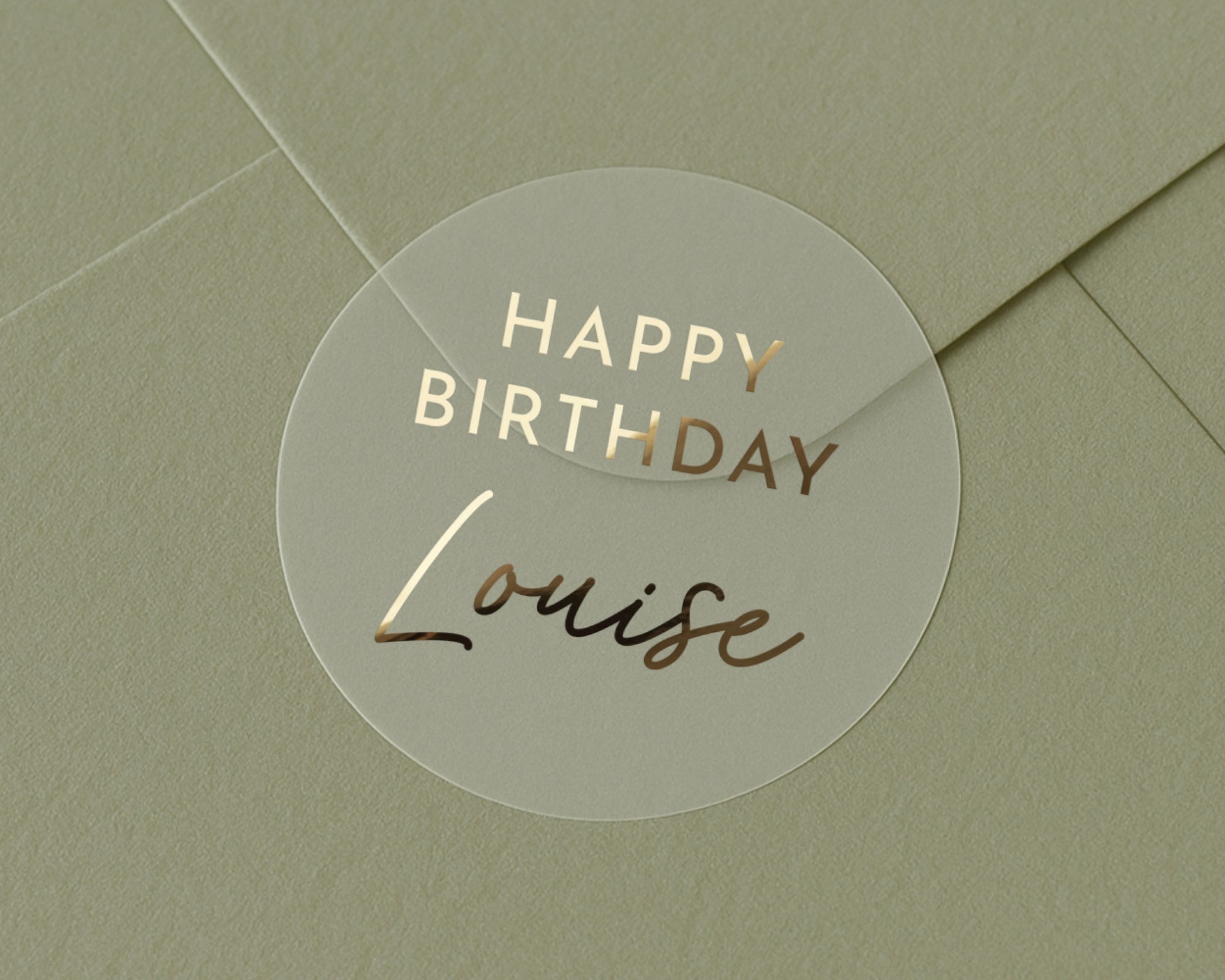 Happy Birthday Sticker, Personalised Birthday Sticker, Birthday Envelope Seal, Gold Foil Birthday Label, Custom Name Birthday Sticker
