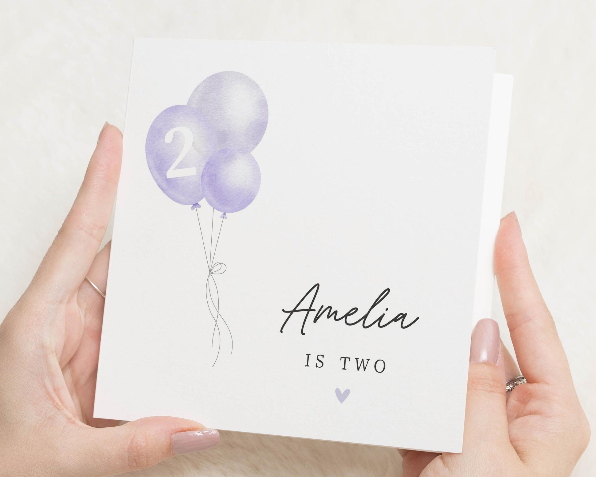 2nd Birthday Card for Girl, Personalised Two Year Old Birthday Card, Custom Name Birthday Card, Second Birthday Card for Daughter