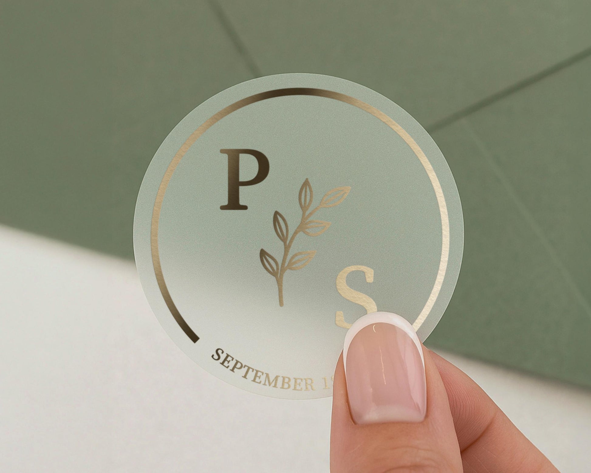 Personalised Wedding Sticker, Initials Sticker, Custom Date Sticker, Gold Foil Wedding Label, Envelope Seal, Wedding Favour Sticker