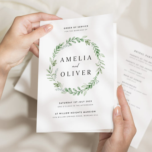 Order of Service, Wedding Order Of Service, Order Of Service Wedding, Order Of Service Booklet, Wedding Booklet, 'Amelia'