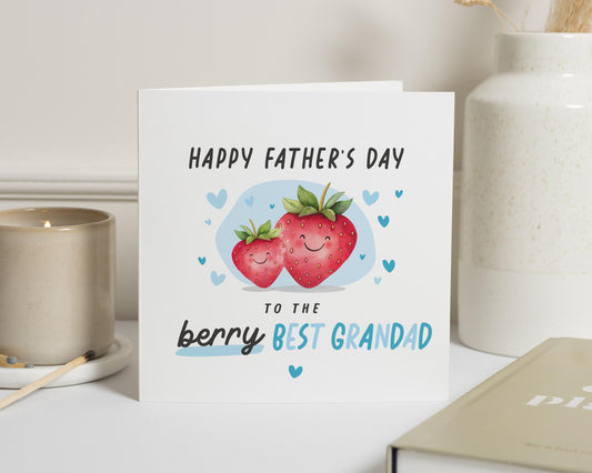 Fathers Day Card for Grandad, Berry Best Grandad Card, Cute Fathers Day Card, Fathers Day Card from Grandchildren, Strawberry Card