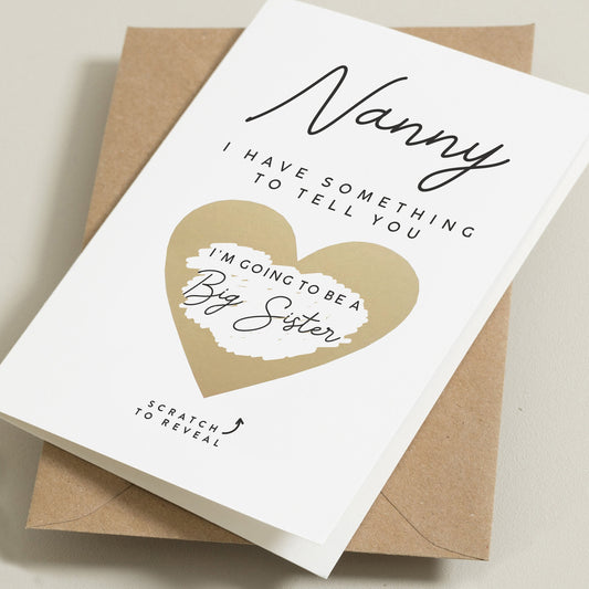 I'm Going To Be A Big Sister, Second Baby Reveal For Mum, You're Going To Be A Nanny Again, Pregnancy Announcement Card From Sibling