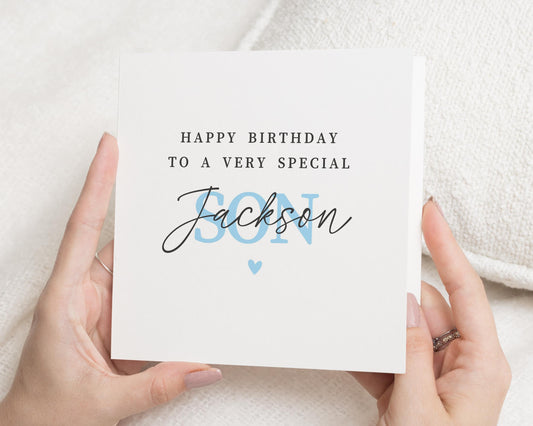Birthday Card for Son, Personalised Son Birthday Card, Special Birthday Card for Boy, Custom Name Birthday Card, Simple Birthday Card