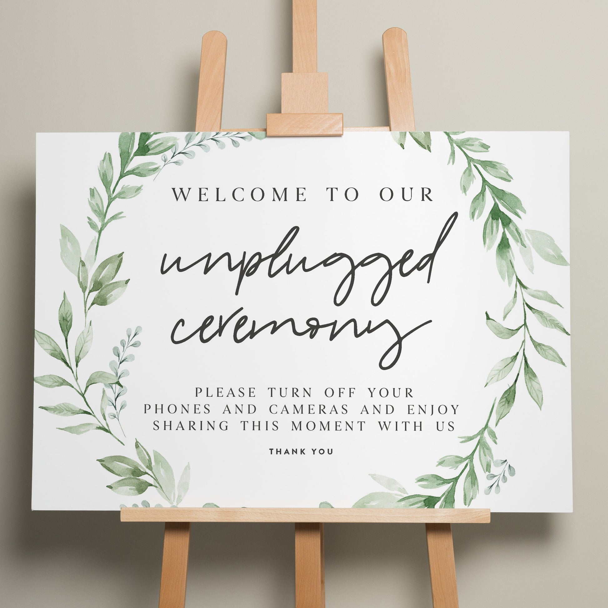 Greenery Wedding Unplugged Ceremony Sign, Minimalist Wedding Sign, Eucalyptus Wedding Sign, Unplugged Wedding, Foliage Design 'Amelia'