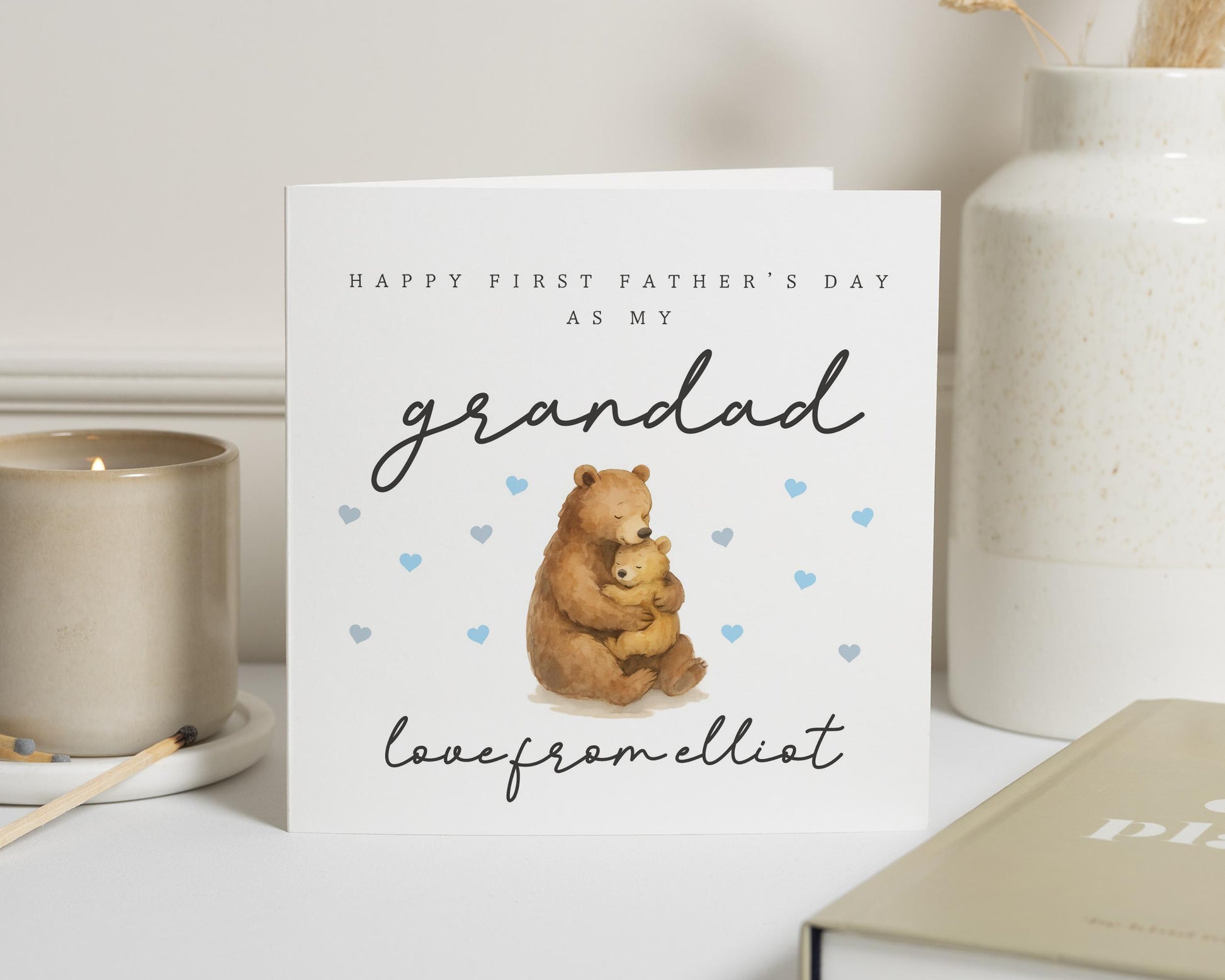 First Fathers Day Card for Grandad, Fathers Day Card from Grandchild, Cute Bear Card, Personalised Fathers Day Card, Grandad Card