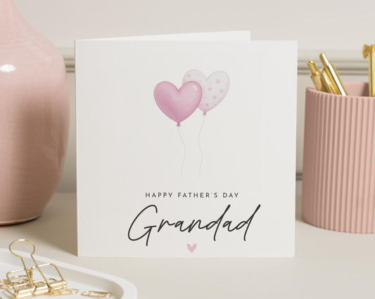 Fathers Day Card for Grandad, Grandad Fathers Day Card, Cute Fathers Day Card, Fathers Day Card from Grandchildren, Heart Balloon Card