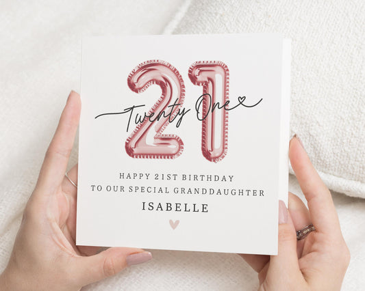 21st Birthday Card for Granddaughter, Personalised Birthday Card, Special Granddaughter Birthday Card, 21st Birthday Card for Her