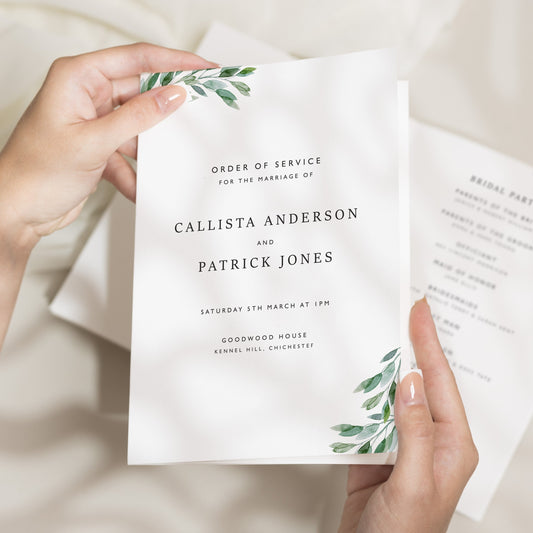 Order of Service, Wedding Order Of Service, Order Of Service Wedding, Order Of Service Booklet, Wedding Booklet 'Callista'