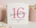 16th Birthday Card, Sweet Sixteen Birthday Card, Personalised Birthday Card for Girl, Birthday Card for Daughter, Pink Glitter Card