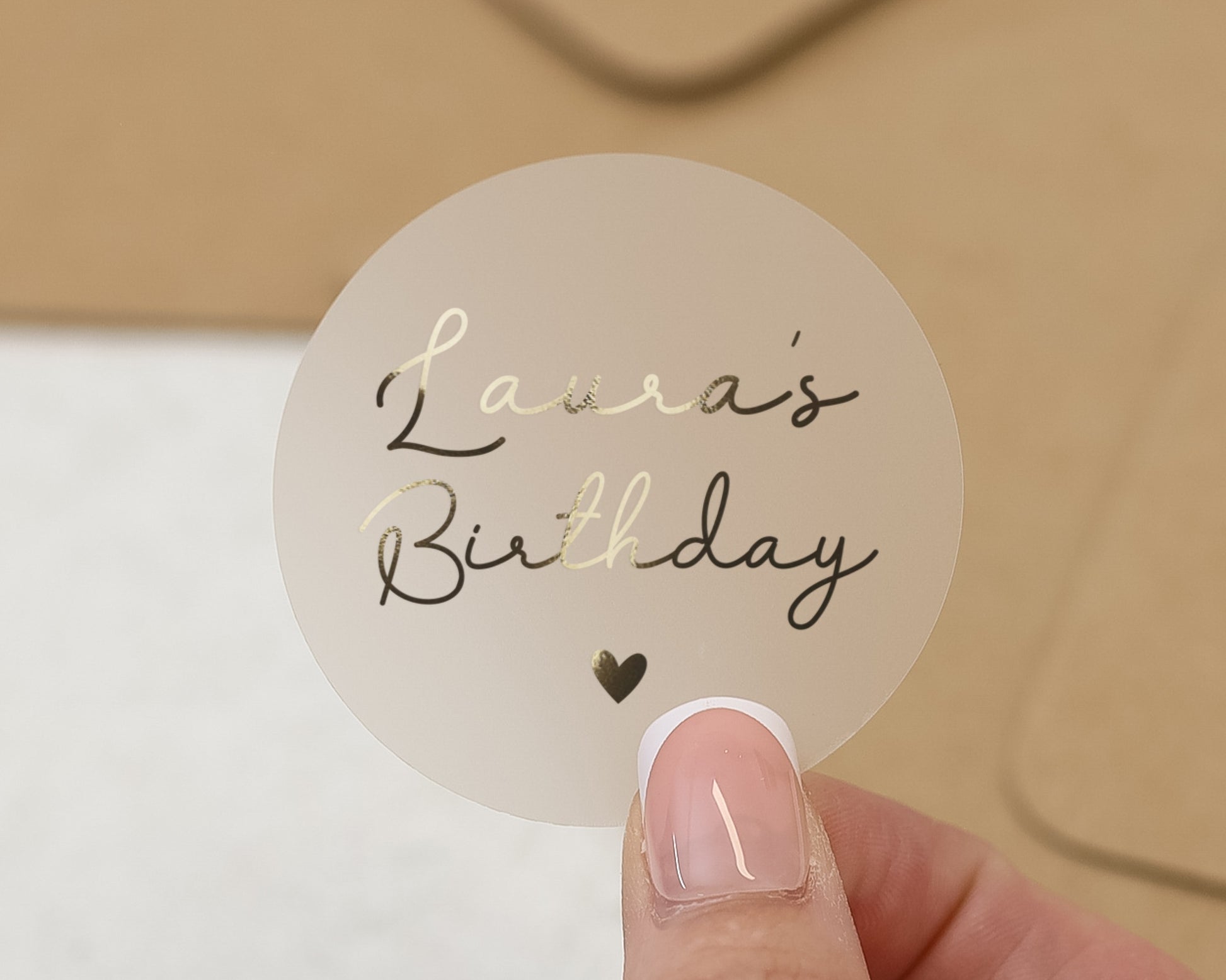 Personalised Birthday Sticker, Custom Name Birthday Sticker, Gold Foil Birthday Label, Birthday Envelope Seal, Birthday Party Sticker