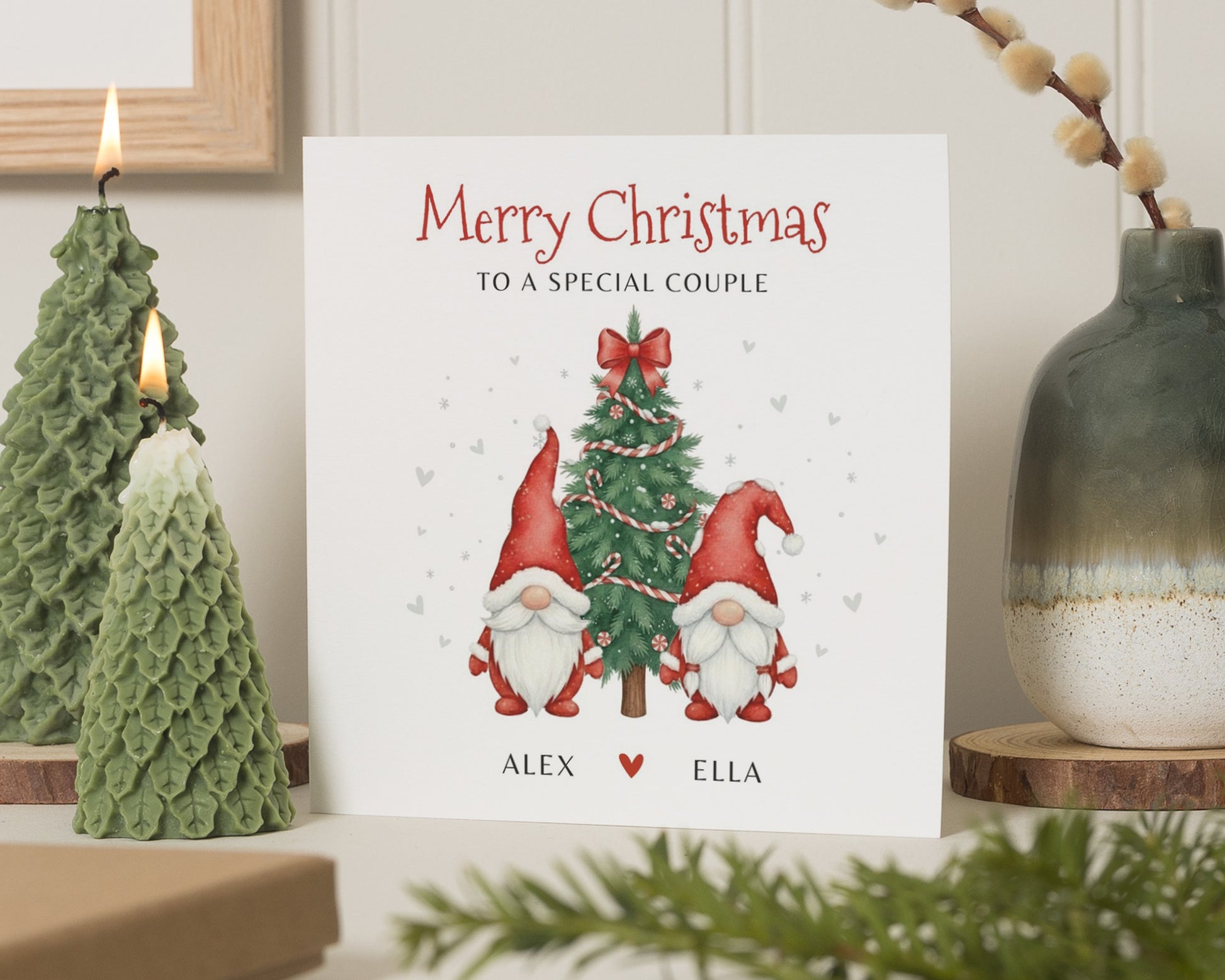 Christmas Card for Couple, Personalised Christmas Card, Special Couple Christmas Card, Gnome Christmas Card, Cute Christmas Card