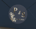 Personalised Wedding Envelope Seal, Gold Foil Initials Sticker, Custom Date Sticker, Wedding Sticker, Monogram Envelope Seal
