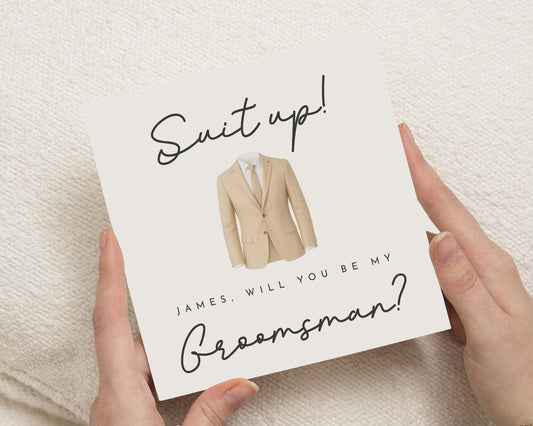 Will You Be My Groomsman Card, Suit Up Groomsman Proposal Card, Personalised Wedding Party Card, Groomsman Invitation