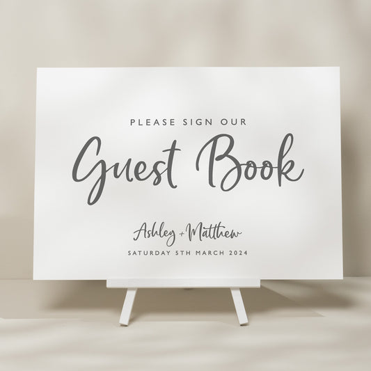 Script Wedding Guest Book Sign, Please Sign Our Guest Book Wedding Sign, Guest Book Sign For Wedding , Wedding Signage, Modern Sign 'Ashley'