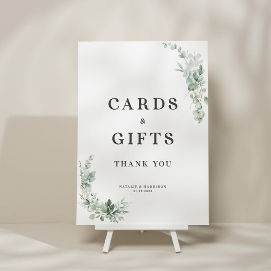 Botanical Wedding Cards and Gifts Sign, Cards Wedding Sign, Gifts Wedding Sign, Minimalist Foliage Wedding Theme Sign 'Natalie'