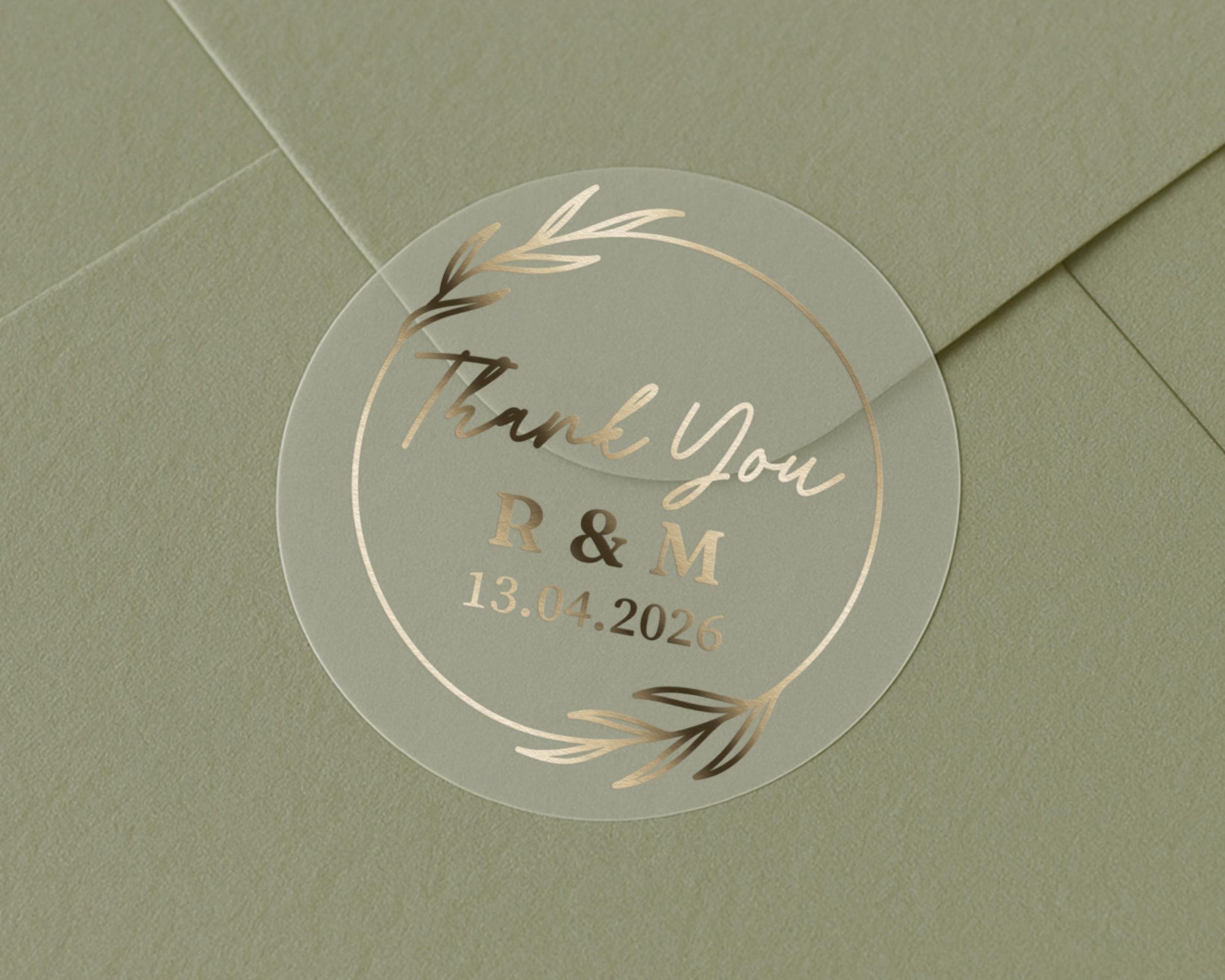 Thank You Sticker, Wedding Thank You Sticker, Personalised Wedding Sticker, Gold Foil Thank You Label, Custom Wedding Envelope Seal