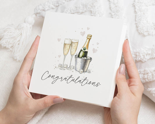 Congratulations Card, Engagement Card, Wedding Card, New Job Card, Champagne Card, Card for Friend, Card for Her, Card for Him