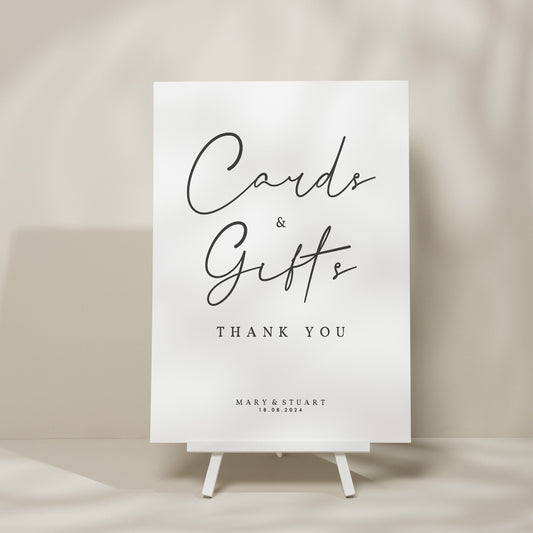 Modern Wedding Cards And Gifts Sign, Simple Wedding Table Sign, Minimal Sign For Wedding Cards, Gift Table Sign, Elegant Wedding Sign 'Mary'