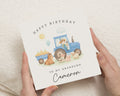 Birthday Card for Grandson, Tractor Birthday Card, Personalised Birthday Card for Boy, Animal Birthday Card, Cute Grandson Birthday Card