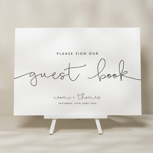 Script Calligraphy Wedding Guest Book Sign, Sign Our Guest Book Wedding Signage, Guest Sign For Wedding, Simple Wedding Signage 'Naomi'