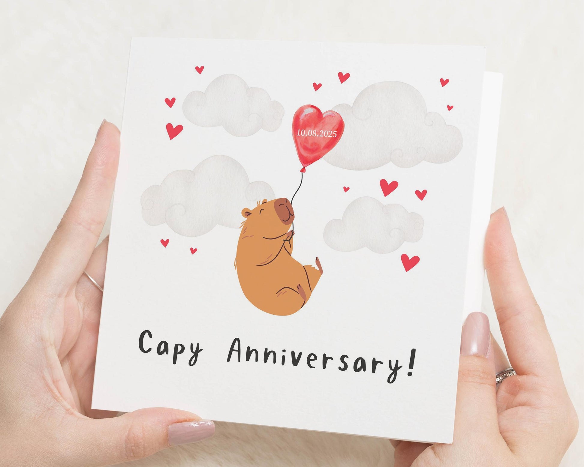 Anniversary Card, Capybara Anniversary Card, Cute Animal Anniversary Card, Personalised Anniversary Card, Anniversary Card for Him or Her
