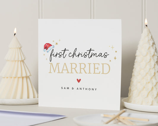 First Christmas Married Card, Personalised Christmas Card, Newlywed Christmas Card, Married Couple Christmas Card, Custom Xmas Card