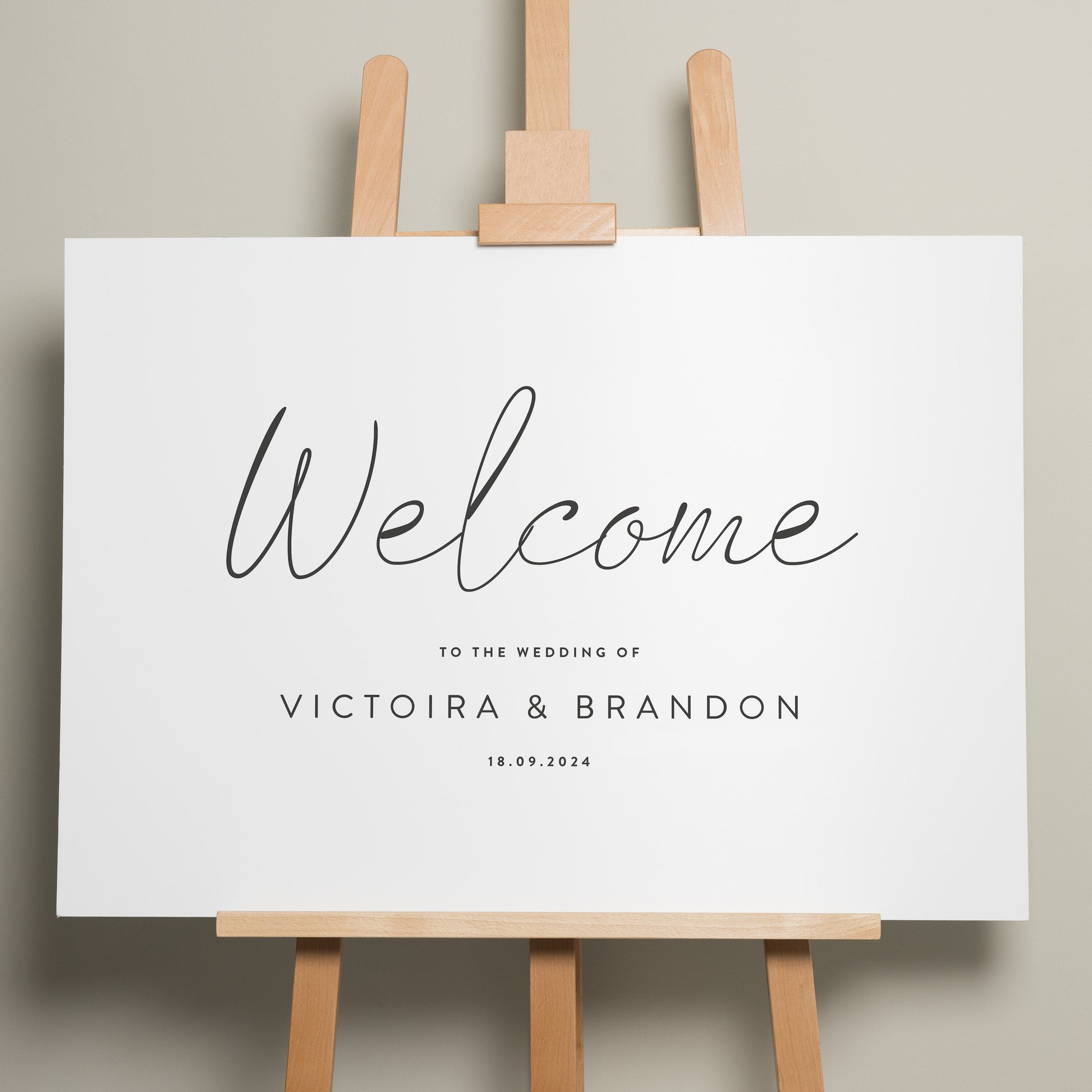 Simple Wedding Ceremony Sign, Classic Welcome Sign, Wedding Welcome Sign, Personalised Welcome Sign, Modern Wedding Design 'Victoria'