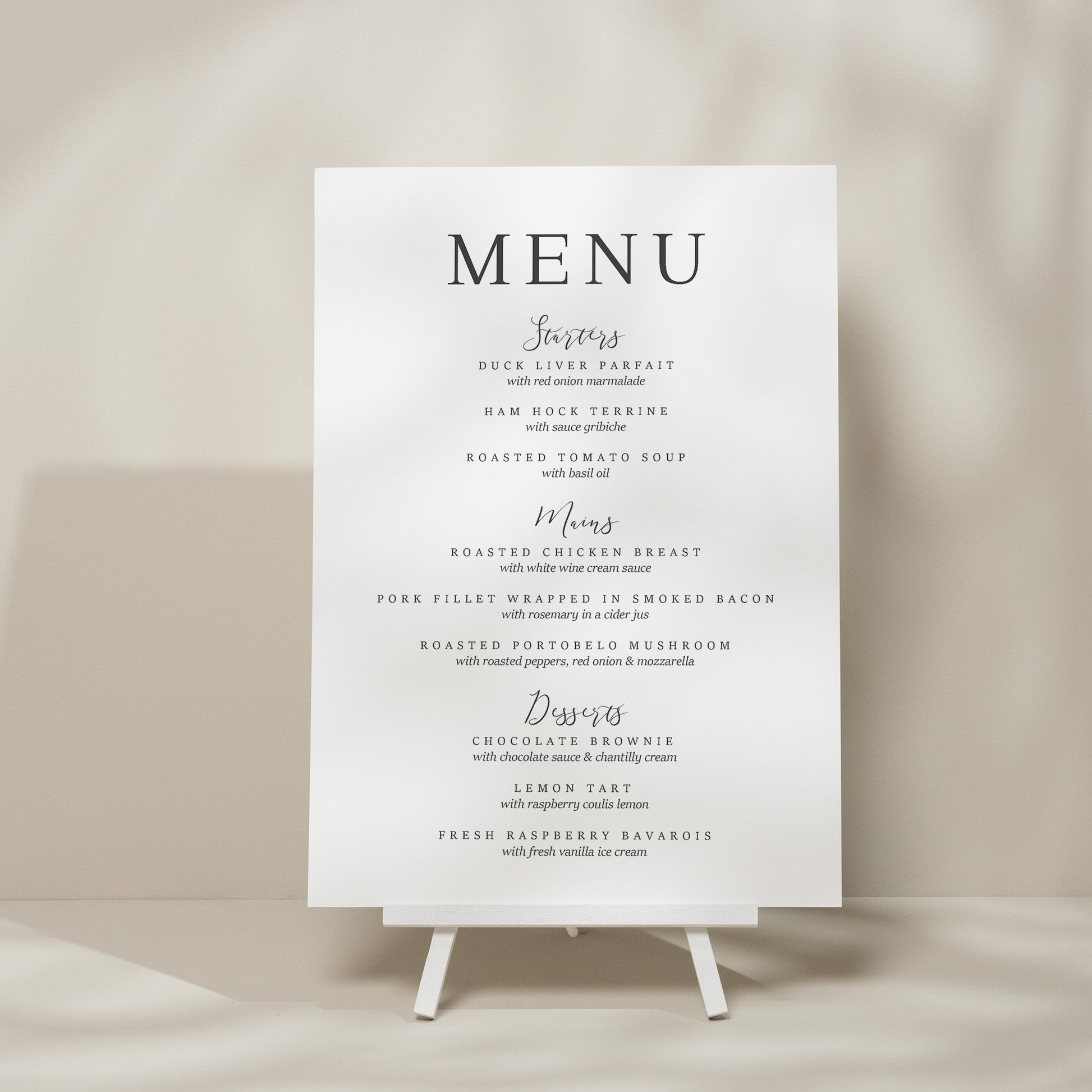 Modern Wedding Menu Sign, Food Menu Sign For Wedding, Minimalistic Wedding Sign, Wedding Signage 'Harper'