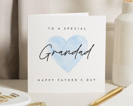 Fathers Day Card for Grandad, Special Grandad Fathers Day Card, Card for Him, Grandad Card, Personalised Fathers Day Card, Blue Heart Card