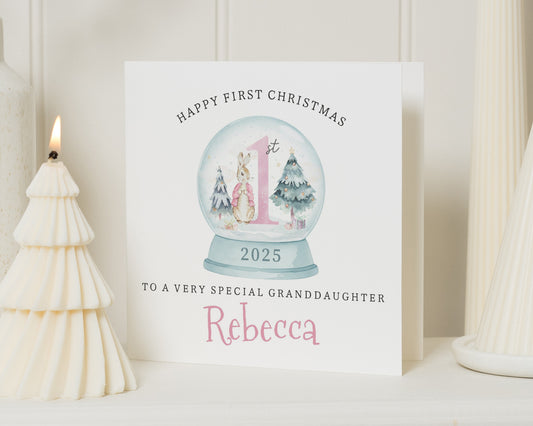 First Christmas Card for Granddaughter, 1st Christmas Card, Personalised Christmas Card, Baby Girl Card
