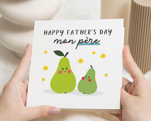 Fathers Day Card For Dad, Fathers Day Card Mon Pere, Cute French Fathers Day Card, Fathers Day Card For Him, Pear Card