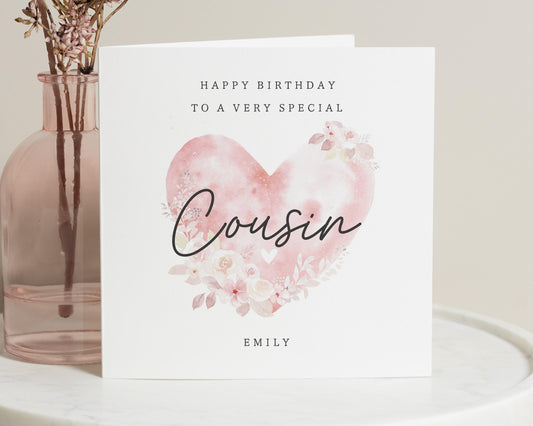 Birthday Card for Cousin, Cousin Birthday Card, Personalised Birthday Card, Birthday Card for Her, Floral Birthday Card
