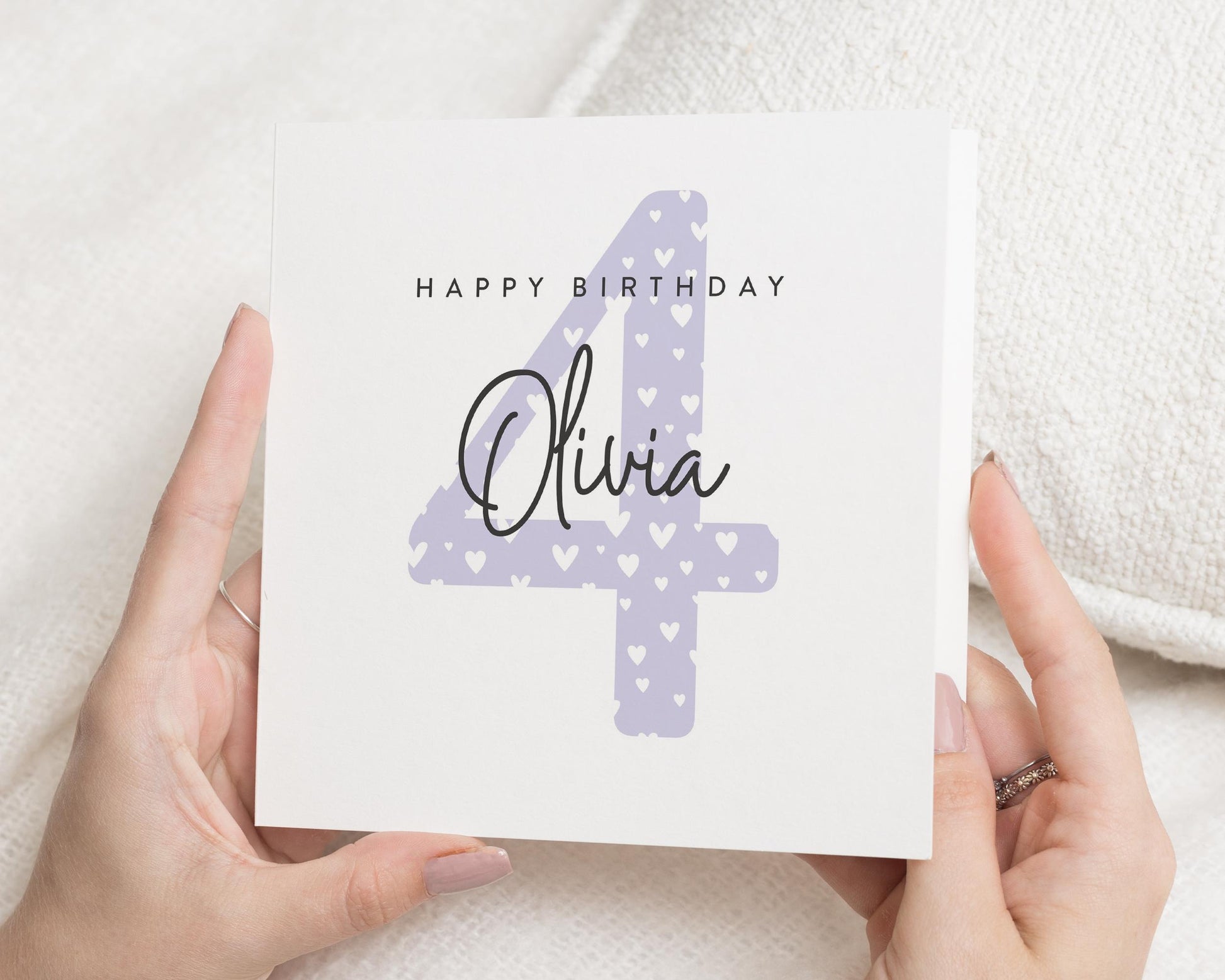 4th Birthday Card for Girl, Personalised Birthday Card, Birthday Card for Daughter, Birthday Card for Granddaughter, Age 4 Birthday Card