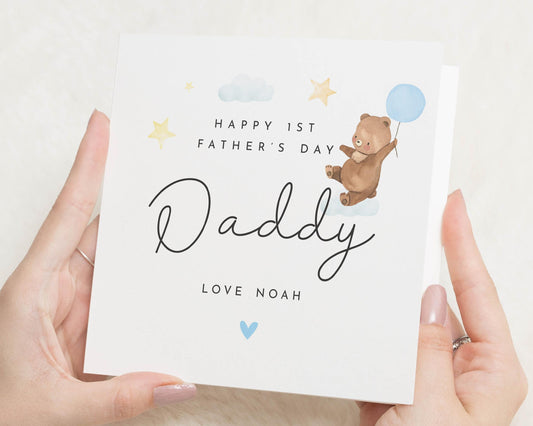 First Fathers Day Card, 1st Fathers Day Card from Baby, Personalised Fathers Day Card, Daddy Bear Card, Cute Fathers Day Card