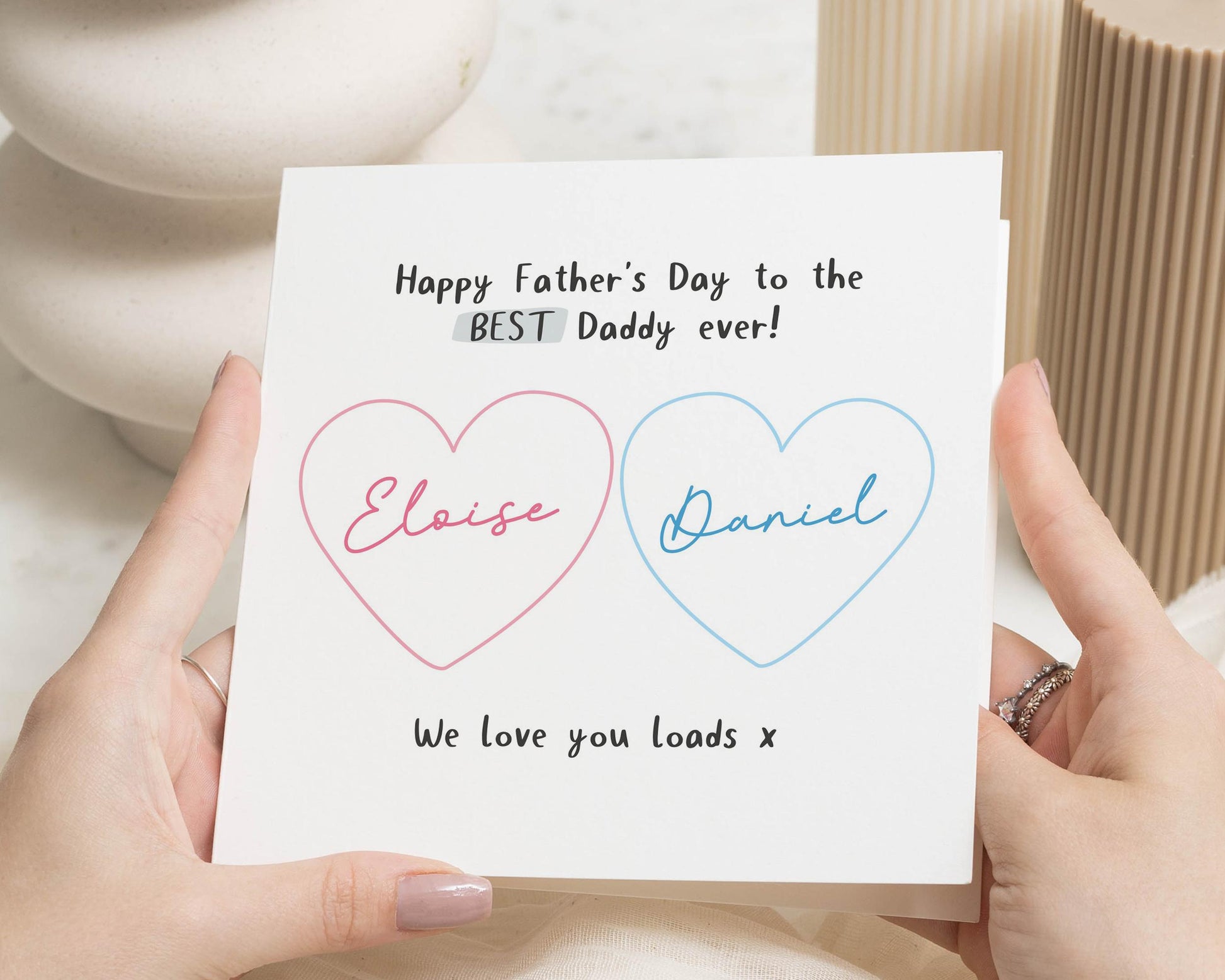 Fathers Day Card from Kids, Fathers Day Card from Daughter and Son, Best Daddy Card, Personalised Fathers Day Card, Cute Card for Dad