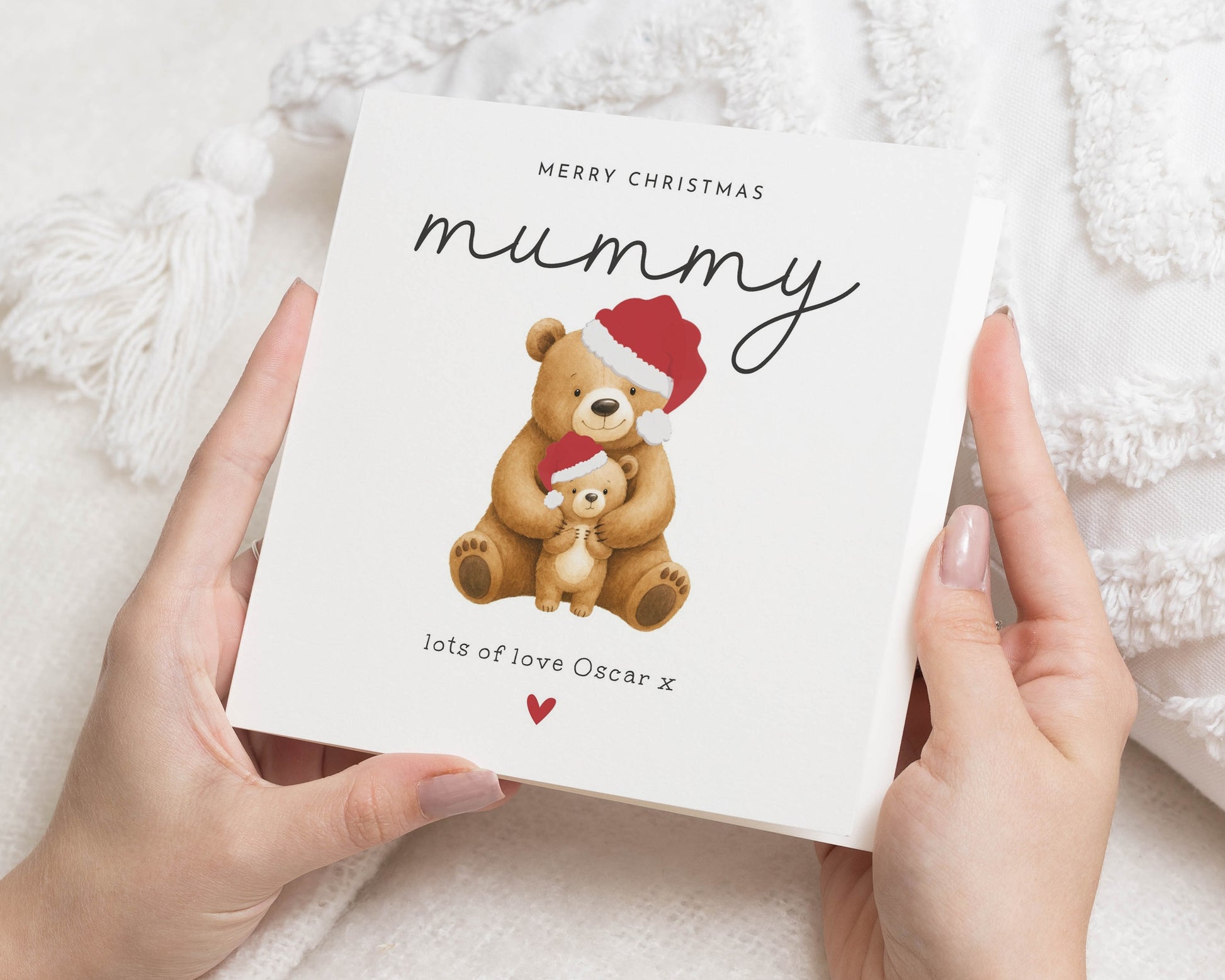 Christmas Card for Mummy, Personalised Bear Christmas Card, Christmas Card from Child, Cute Christmas Card for Mum, Mum Christmas Card