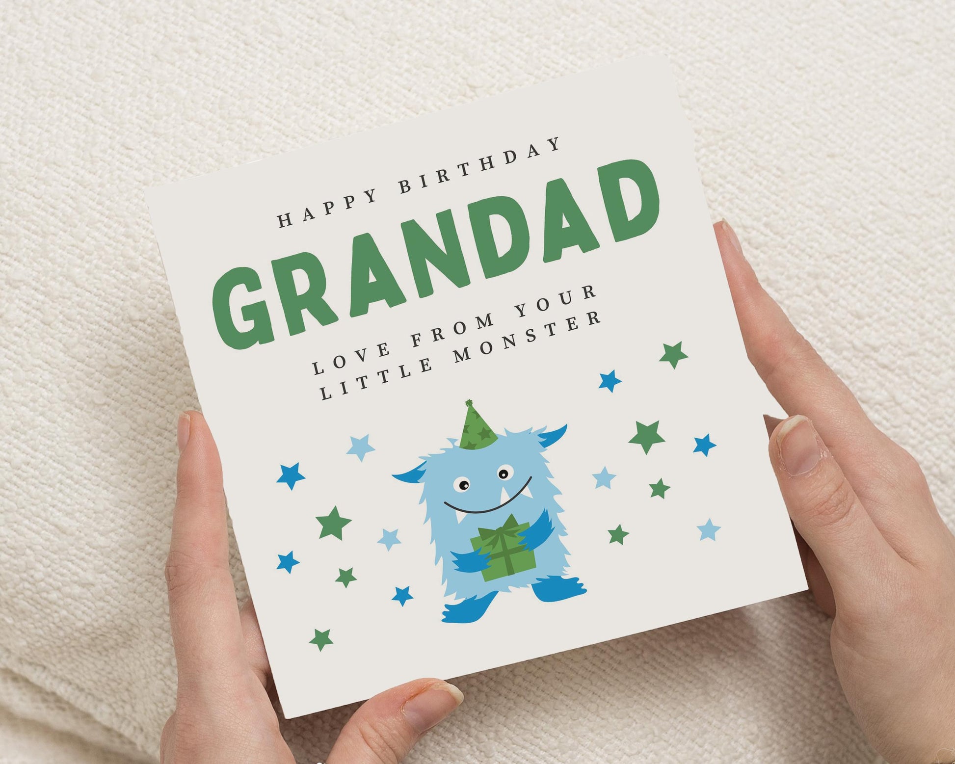 Birthday Card for Grandad, Grandad Birthday Card, Birthday Card from the Kids, Cute Monster Birthday Card, Grandad Card