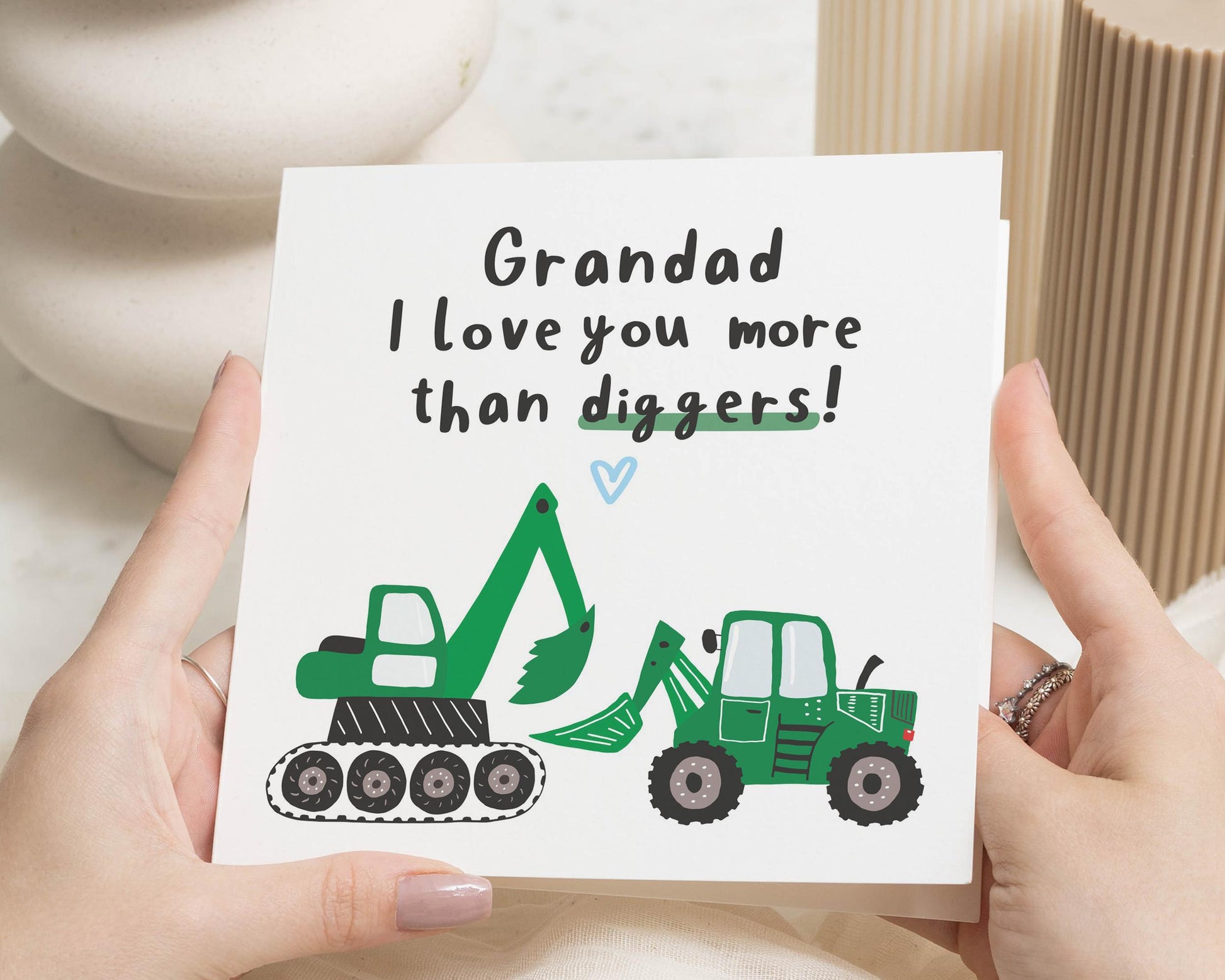 Grandad Birthday Card, Birthday Card for Grandad, I Love You More Than Diggers, Cute Grandad Card, Digger Birthday Card