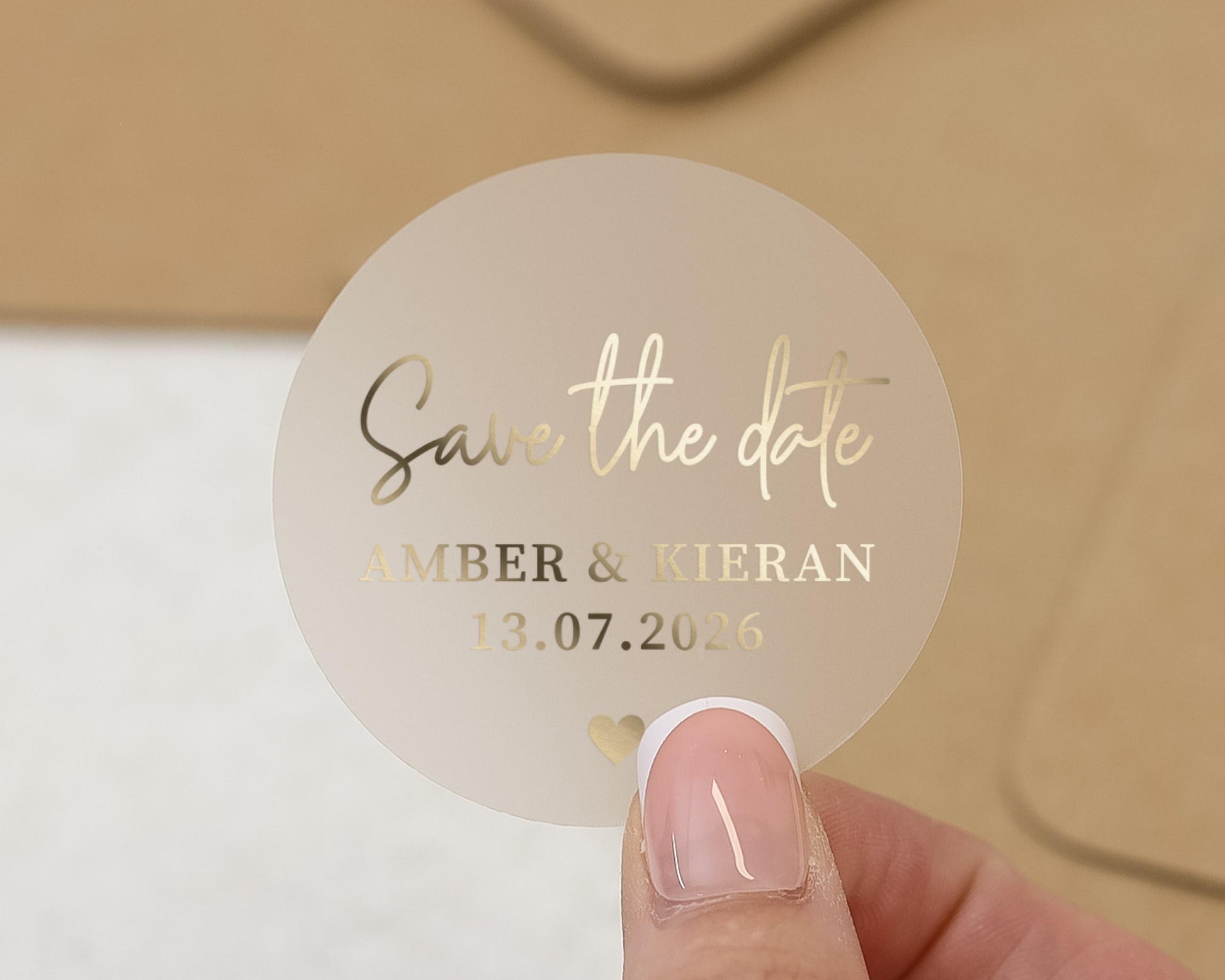 Save The Date Sticker, Gold Foil Save The Date, Personalised Wedding Sticker, Custom Wedding Date Sticker, Engagement Sticker