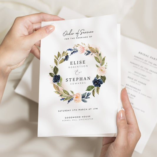 Order of Service, Wedding Order Of Service, Order Of Service Wedding, Order Of Service Booklet, Wedding Booklet 'Elise'