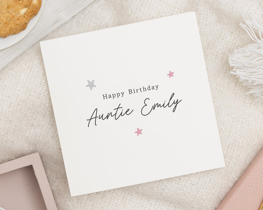 Birthday Card for Auntie, Personalised Birthday Card, Birthday Card for Her, Custom Auntie Birthday Card, Simple Birthday Card