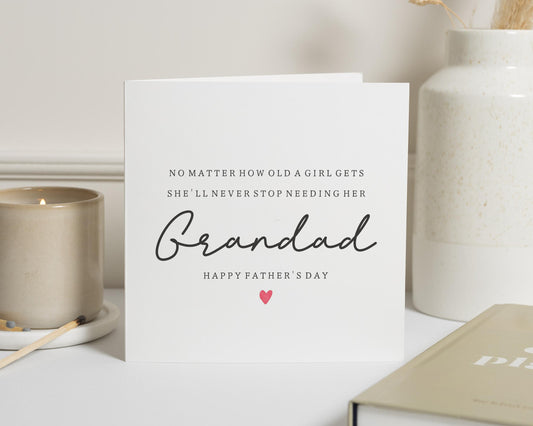Fathers Day Card for Grandad, Grandad Fathers Day Card, Fathers Day Card from Granddaughter, Card for Him, Simple Fathers Day Card