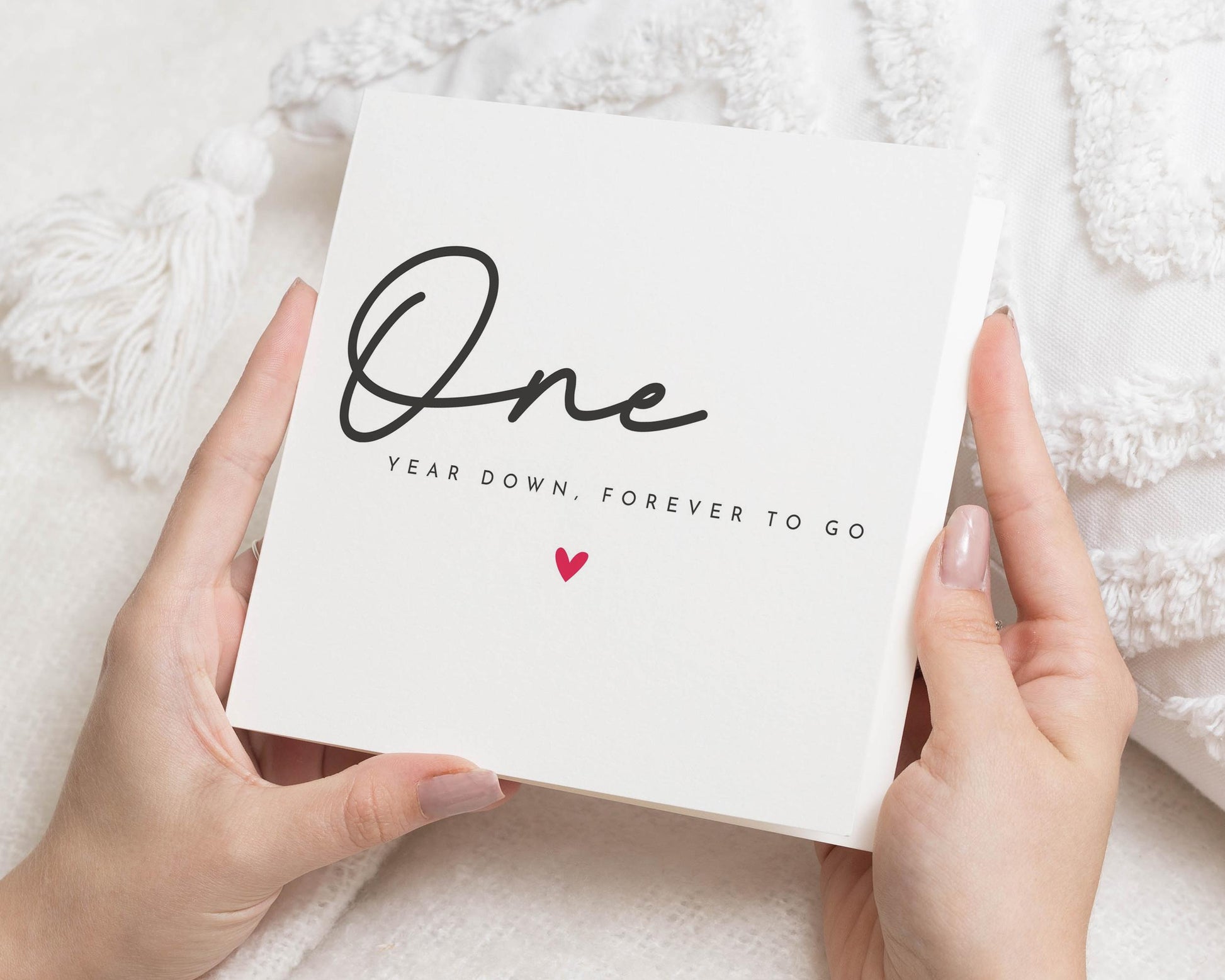 Anniversary Card, One Year Down Forever To Go Card, 1st Anniversary Card, Romantic Card For Him Or Her, Minimalist Anniversary Card